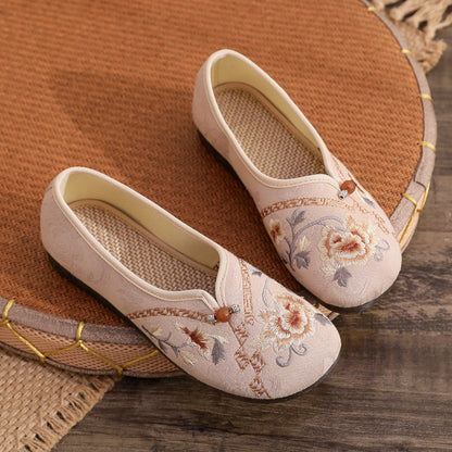 Old Beijing Style Women’s Flats — Retro Embroidered Costume Shoes