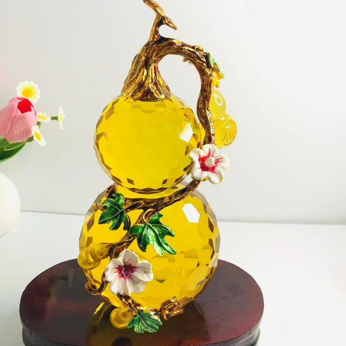 Five Blessings Amethyst Gourd Ornament — Wealth & Luck Home Gift