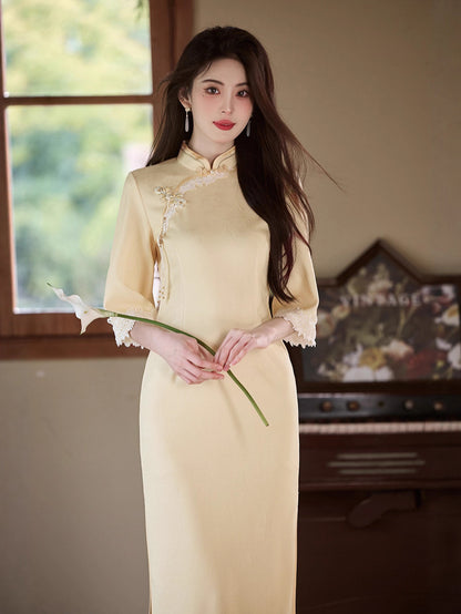 Purple Cheongsam 2025 – Elegant Young Chinese Style Autumn Dress