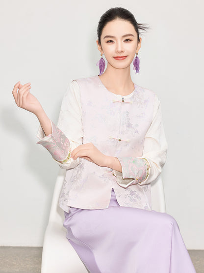 Stylish Button-Up Jacquard Vest for Women