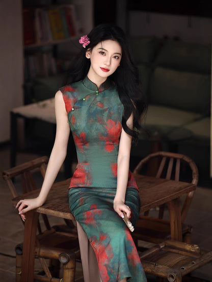 Tipsy Rose Sleeveless Cheongsam – Elegant Youth Slim Dress