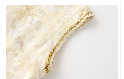 New Chinese Style Printed Cheongsam | Autumn Elegant Beaded Dress