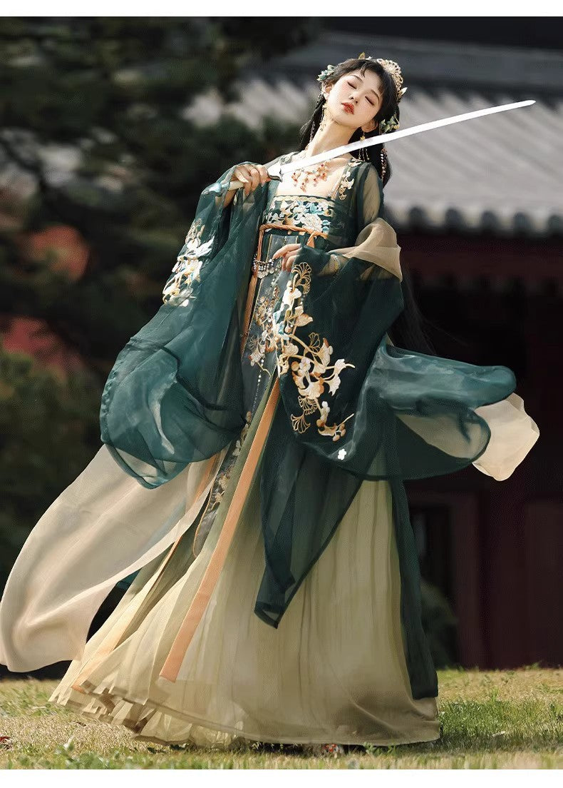 Oriental Ancient Hanfu — Chest-High Ru Skirt & Heavy Embroidery Outfit