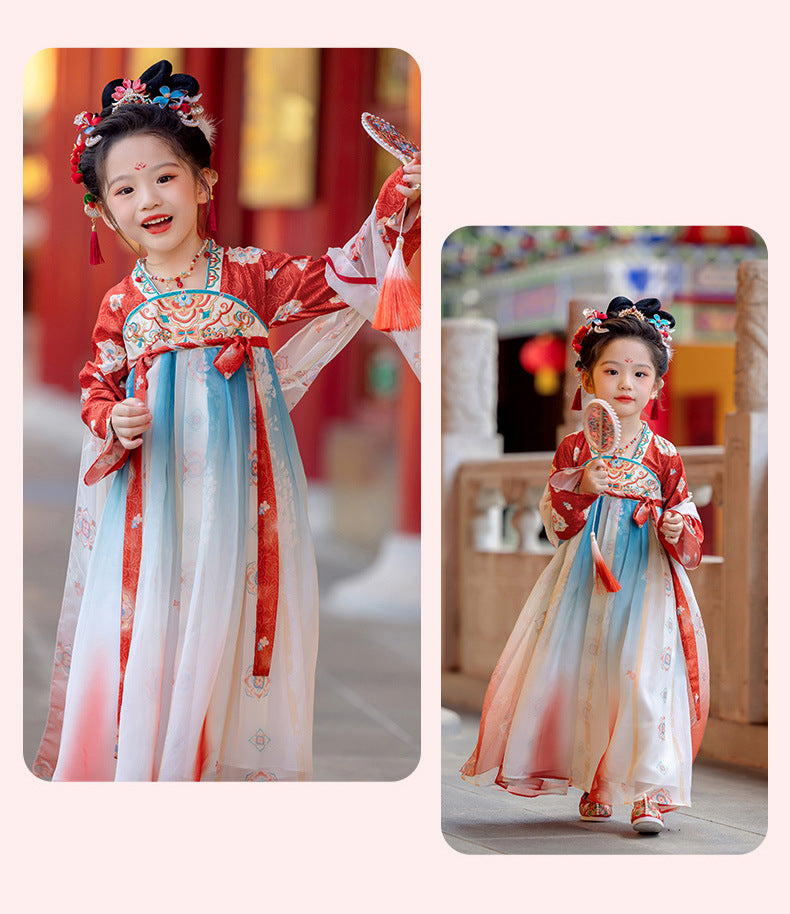 Girls’ Spring Autumn Hanfu | High-End Fairy Ru Skirt National Style Dress
