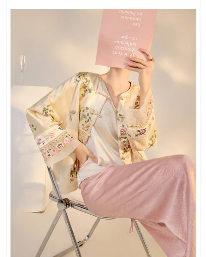 2026 Autumn New Chinese Style Printed Embroidered Acetate Coat for Women