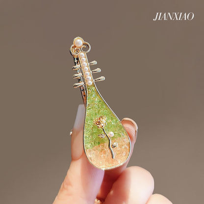 Rose Pipa Hair Clip Chinese Style Side Bang Clip Vintage Hairpin