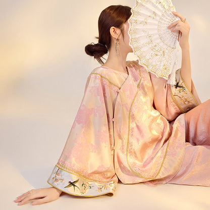 Elegant Jacquard Rayon Shirt New Chinese Style Loose Top