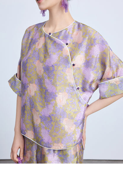 Elegant Chinese Style Summer Top & Shorts Outfit