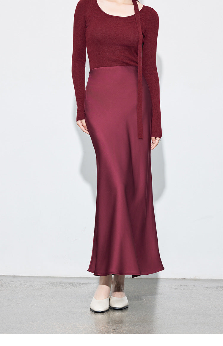 Chic High-End Acetate Midi Mermaid Skirt