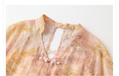Autumn Chinese Style Lace Patchwork Shirt | Slim Embroidered V-Collar Top