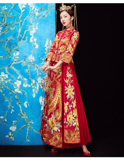 Xiuhe Wedding Dress Bride Plus Size Dragon Phoenix Gown Set