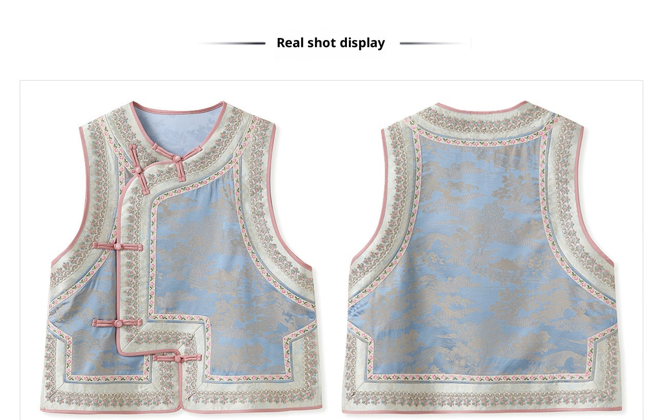 New Chinese Style Heavy Embroidery Rayon Vest for Women