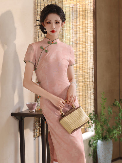Elegant Pink Cheongsam – Youth Summer 2025 Dress