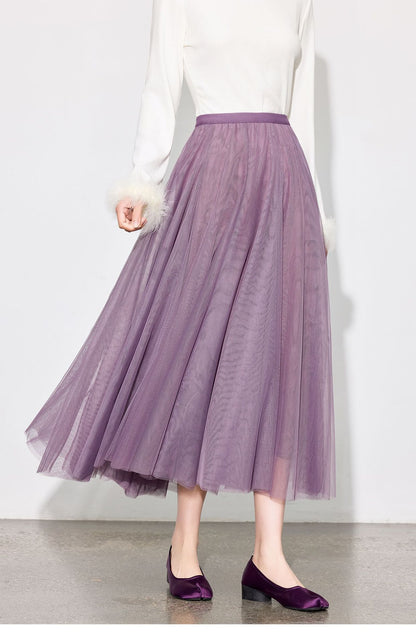 Elegant Fairy Tulle Mid-Length Pleated Skirt