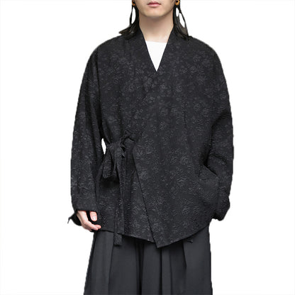 Mens Chinese Style Cardigan Hanfu Button Up Cotton Linen Jacket