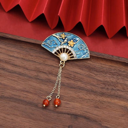 Chinese Style Brooch — Palace Elegant Pearl Tassel Pin for Cheongsam