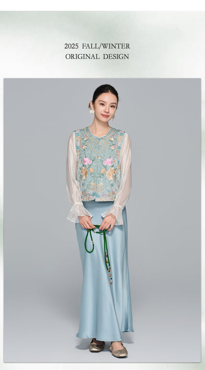 Embroidered Sleeveless Vest for Women