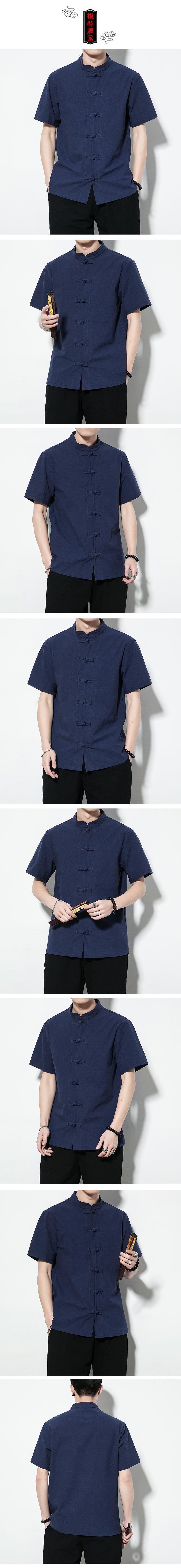 Summer Chinese Style Men’s Shirt — Linen Tang Suit Retro Short Sleeve