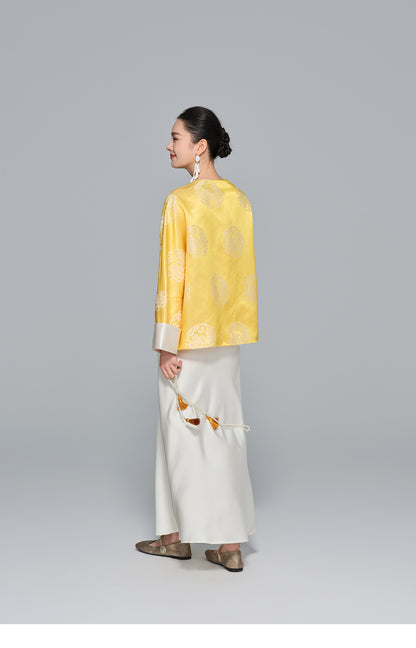 Light Mulberry Silk Jacquard Jacket for Women