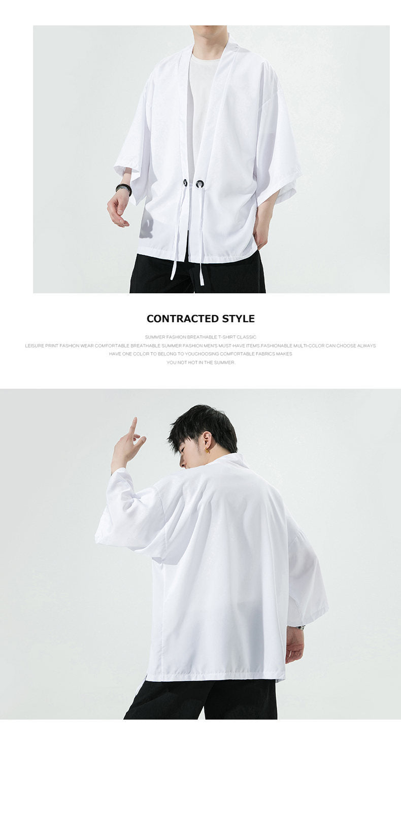 Summer Chinese Style Mens Hanfu Cardigan Taoist Robe Sun Protection