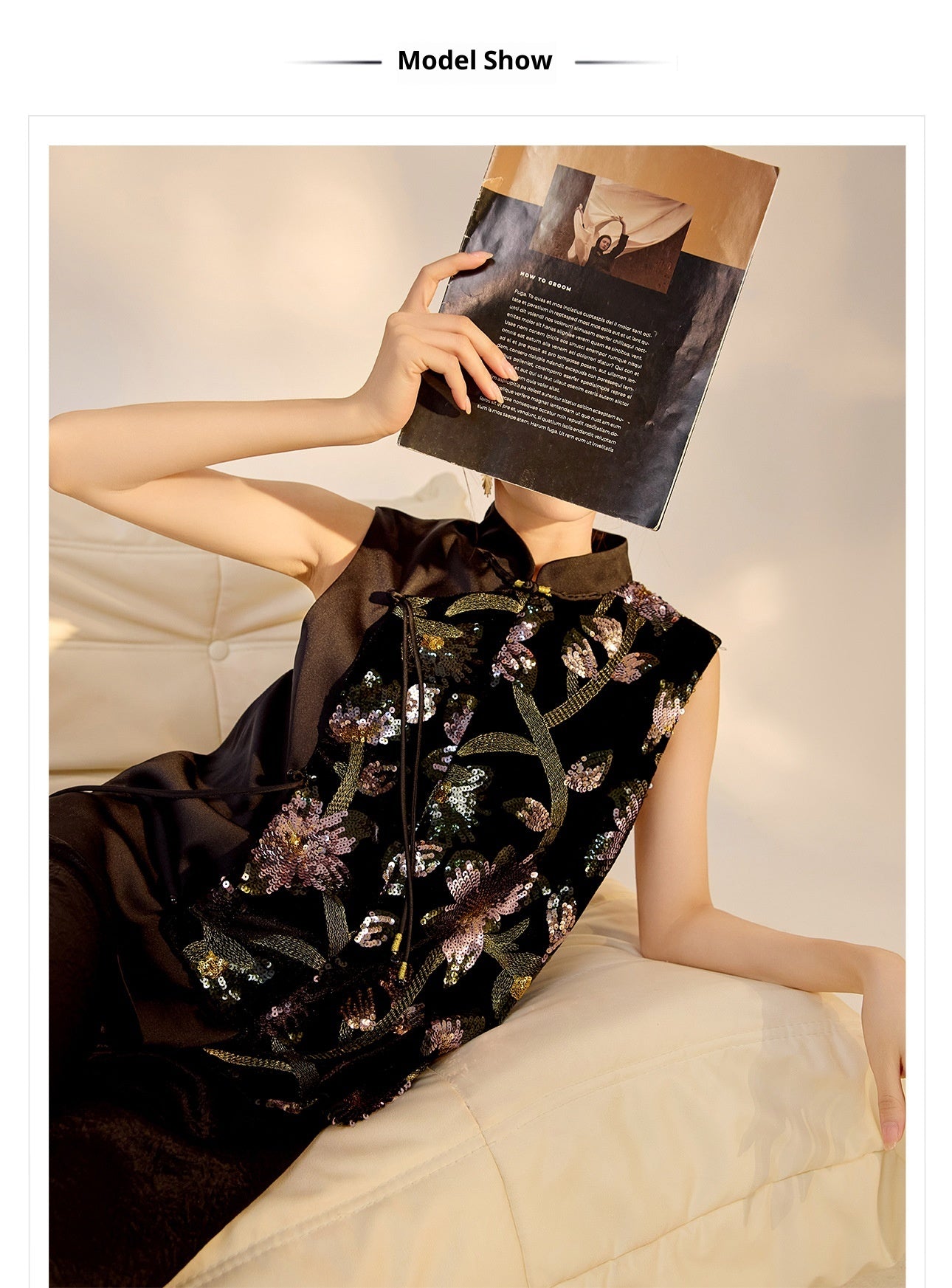 Summer Sequin Asymmetrical Vest Top High-End National Style