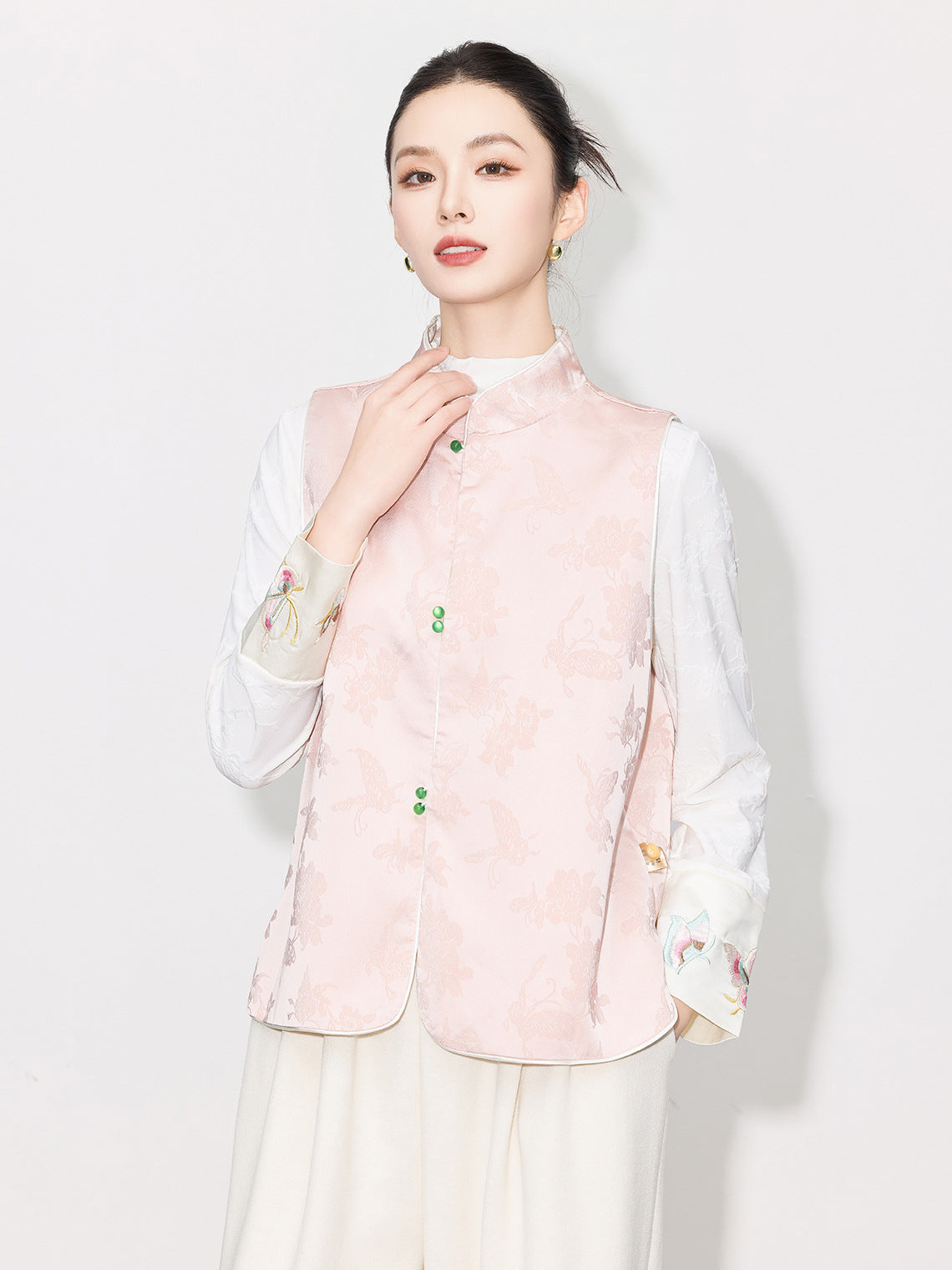 High-End Elegant Jacquard Vest Top for Women