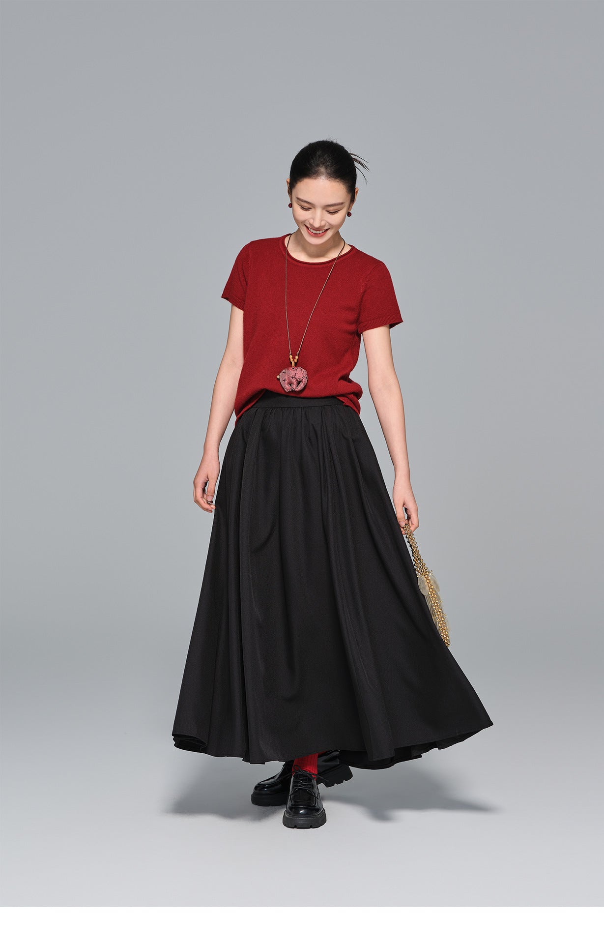 Slimming Vintage Half Skirt with Wide Hem for Women