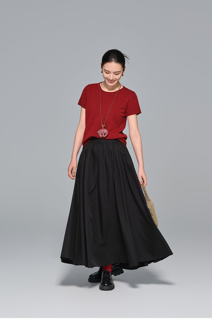 Slimming Vintage Half Skirt with Wide Hem for Women