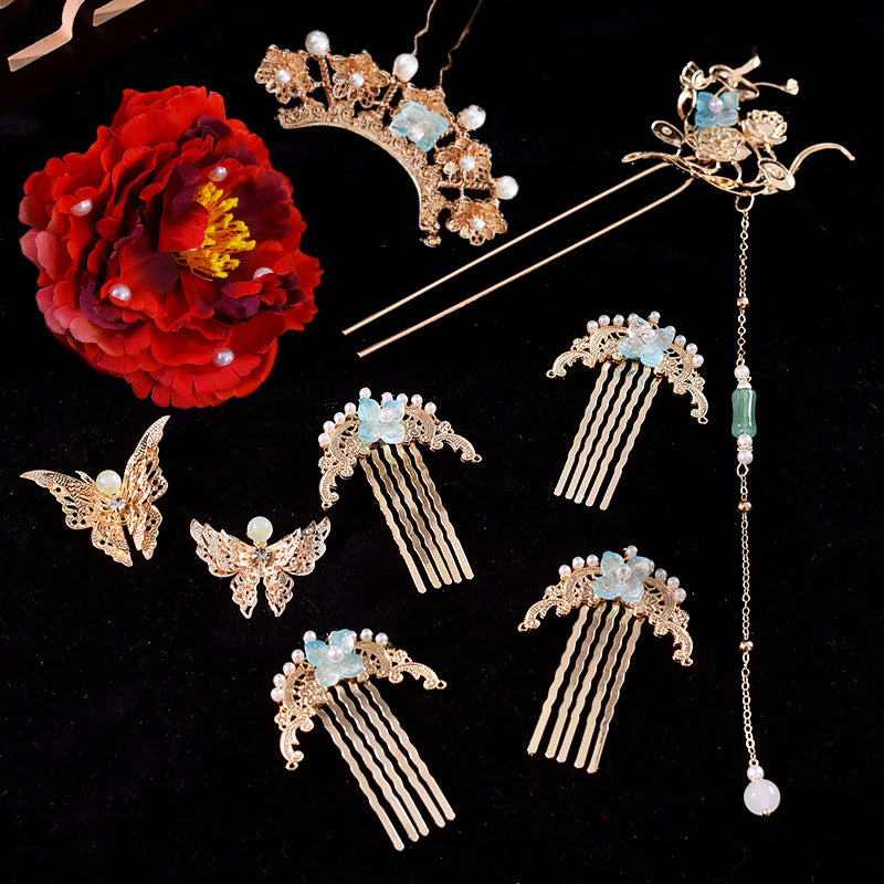 Elegant Ancient Costume Perm Flower Hairpin Hanfu Tang Style Hair Accessory