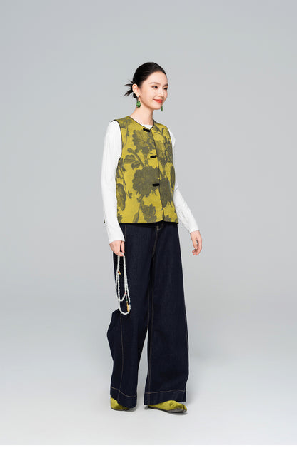 Sophisticated Jacquard Sleeveless Vest for Women