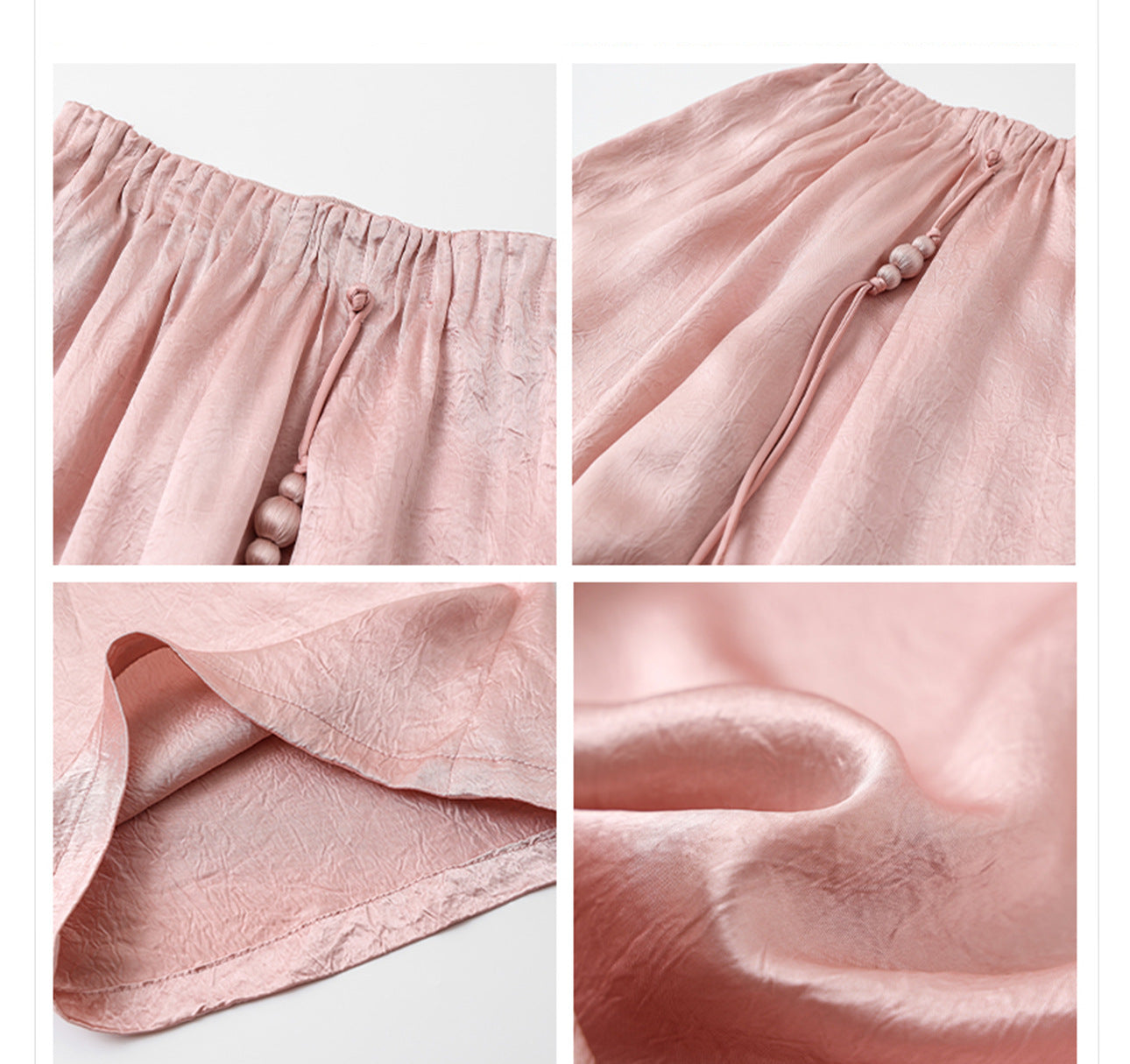 New Chinese Style High-Waist Wide-Leg Acetate Pants for Women