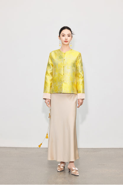 High-End Stylish Jacquard Tang Suit Inspired Top