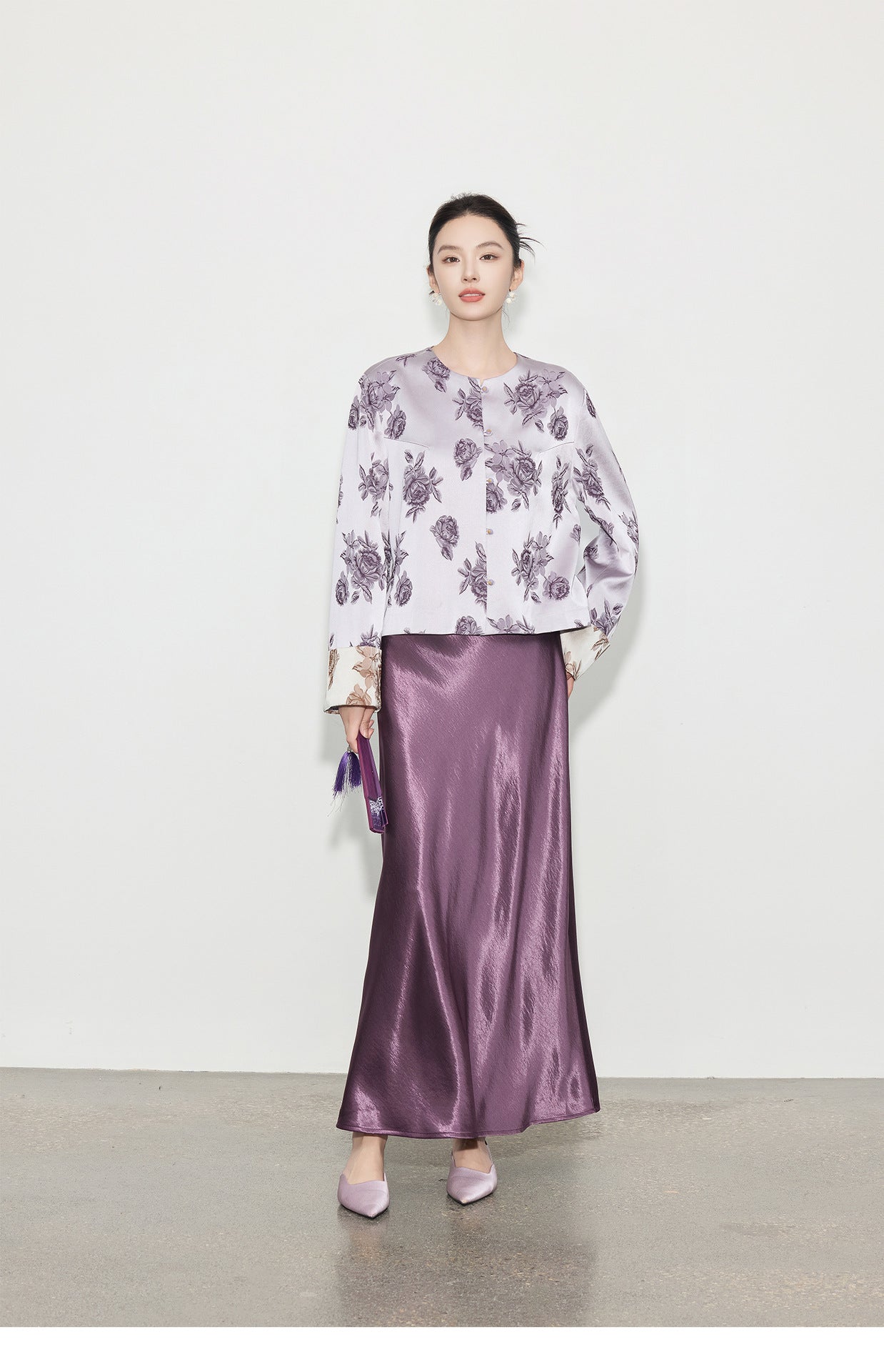 High-End Stylish Satin Jacquard Jacket for Women