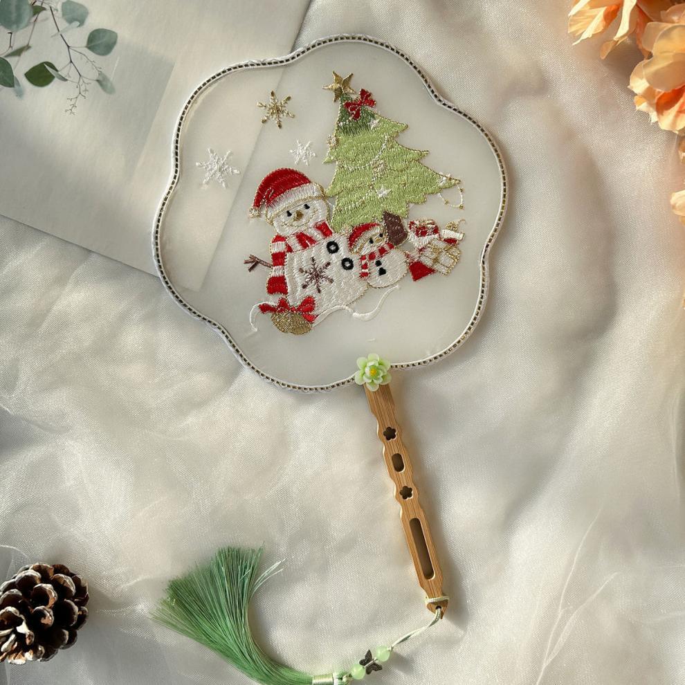 Ancient Style Tassel Round Fan — Hanfu Dance Fan for Adults & Kids