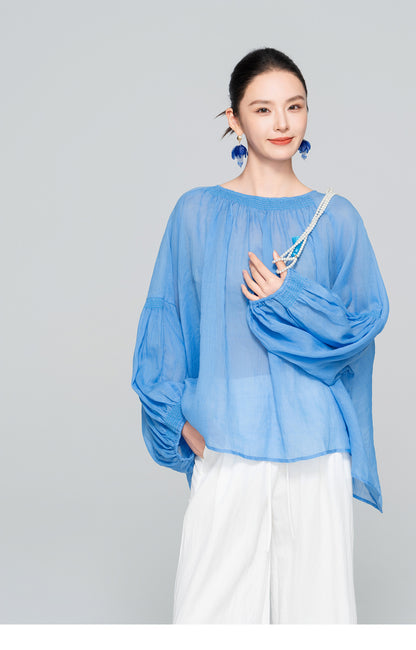 High-End Linen Casual Plus Size Women's Shirt