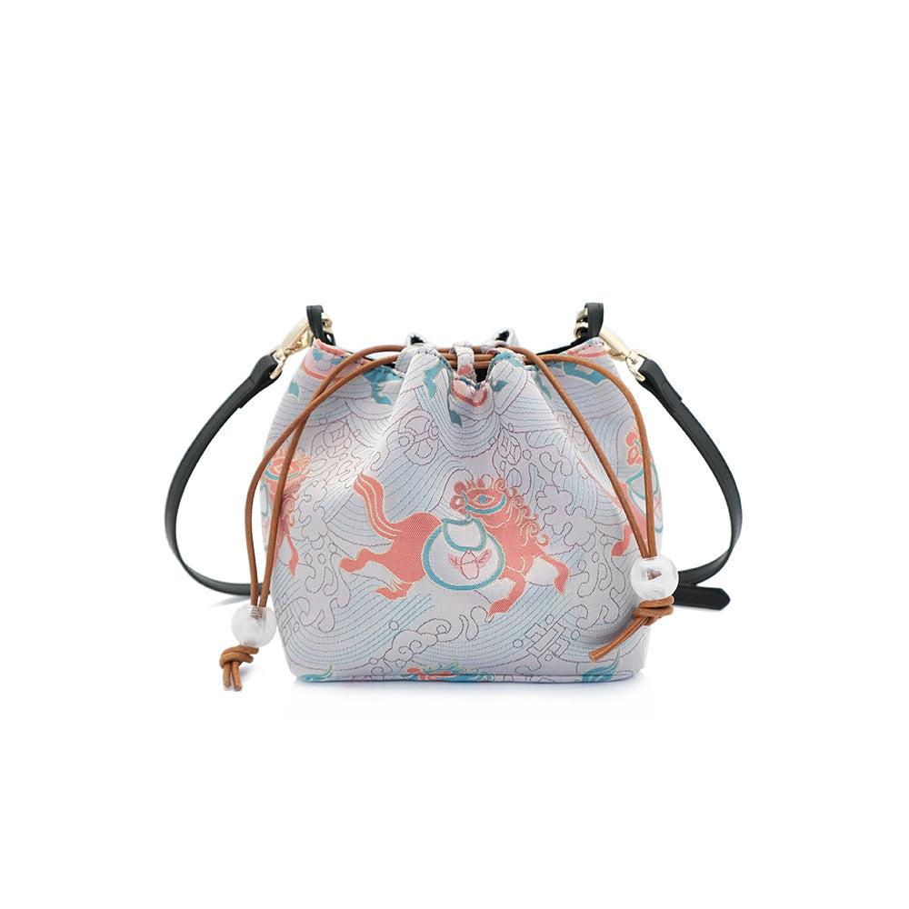Creative Song Brocade Bucket Bag — New Chinese Style Hanfu Handbag for Women