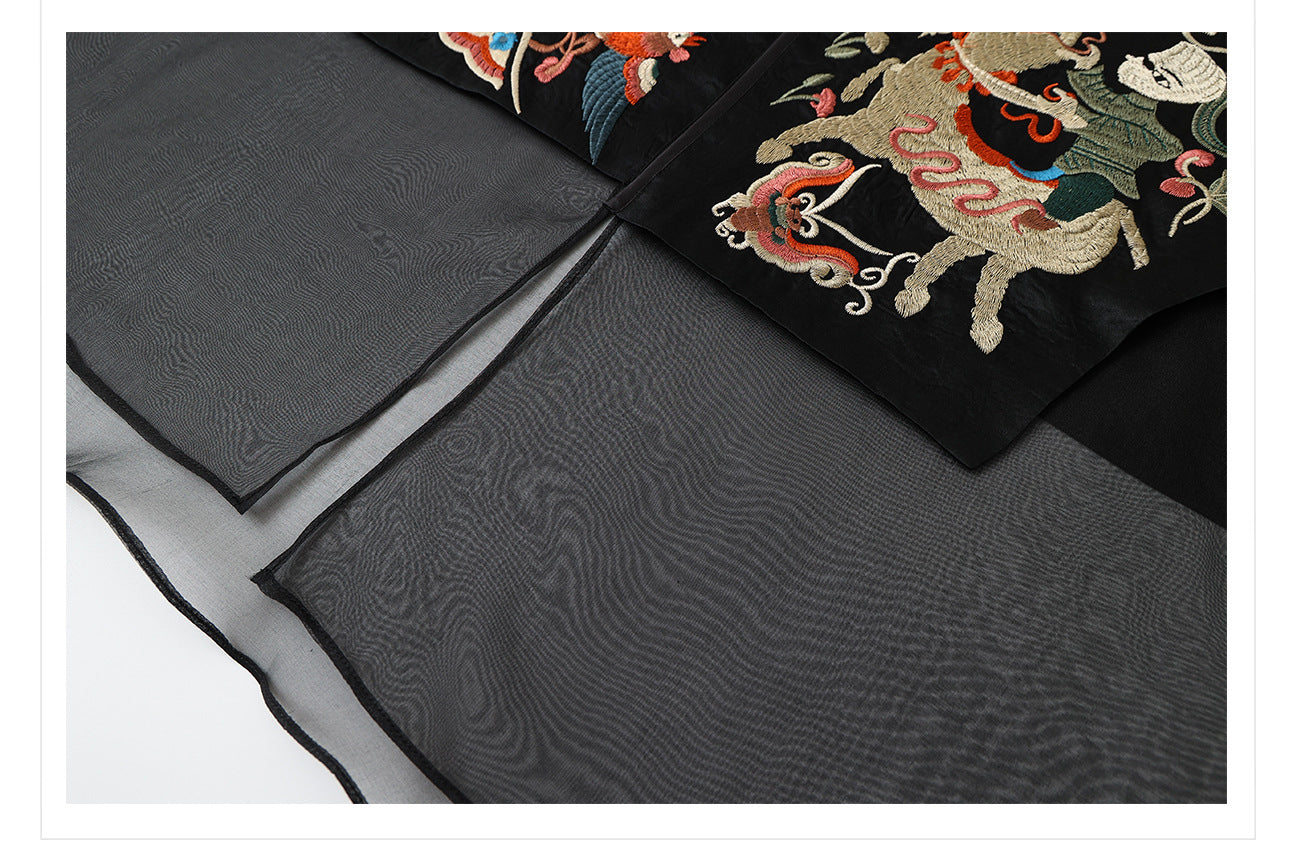 2026 New Chinese Style Silk Embroidered Mesh Patchwork Vintage Vest