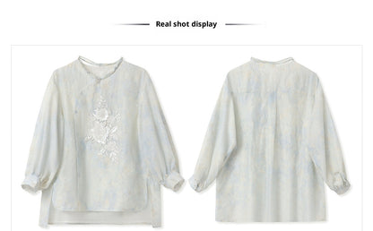 Early Autumn Retro Embroidered Top | New Chinese Style Artistic Shirt