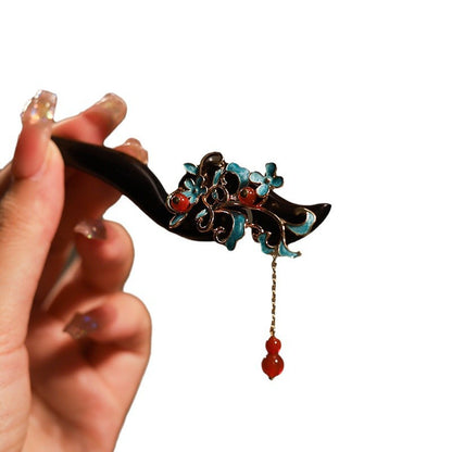 New Chinese Style Burnt Blue Sandalwood Hairpin Retro Handmade Hanfu Accessory
