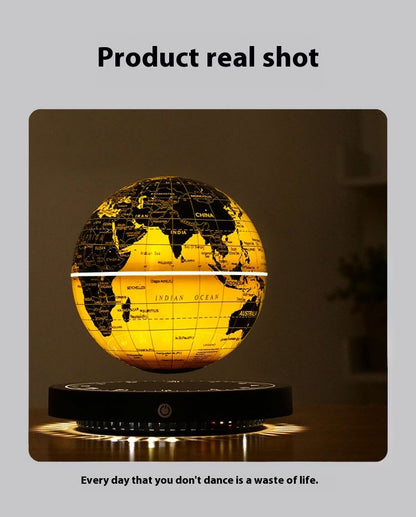 Levitating Globe Clock Night Light Gold Base Colorful Desk Lamp