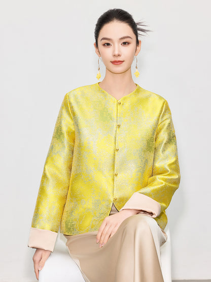 High-End Stylish Jacquard Tang Suit Inspired Top