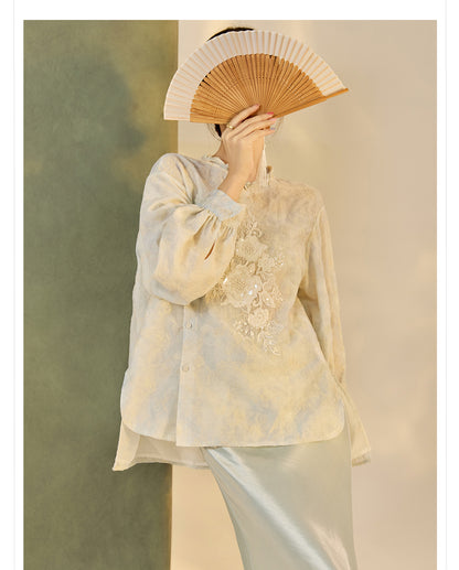 Early Autumn Retro Embroidered Top | New Chinese Style Artistic Shirt