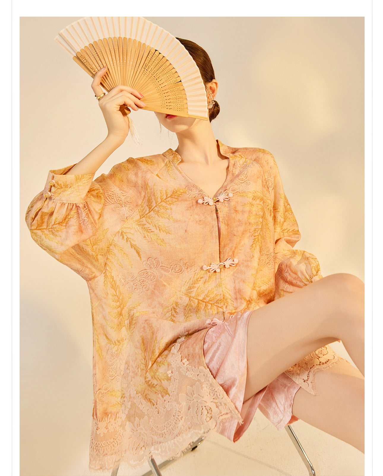 Autumn Chinese Style Lace Patchwork Shirt | Slim Embroidered V-Collar Top