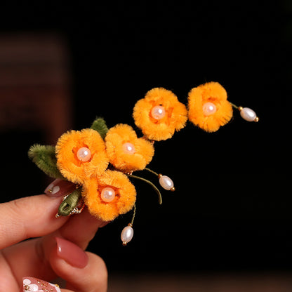 Hanfu Hairpin Osmanthus Clip Side Hair Accessory Chinese Vintage Autumn Winter