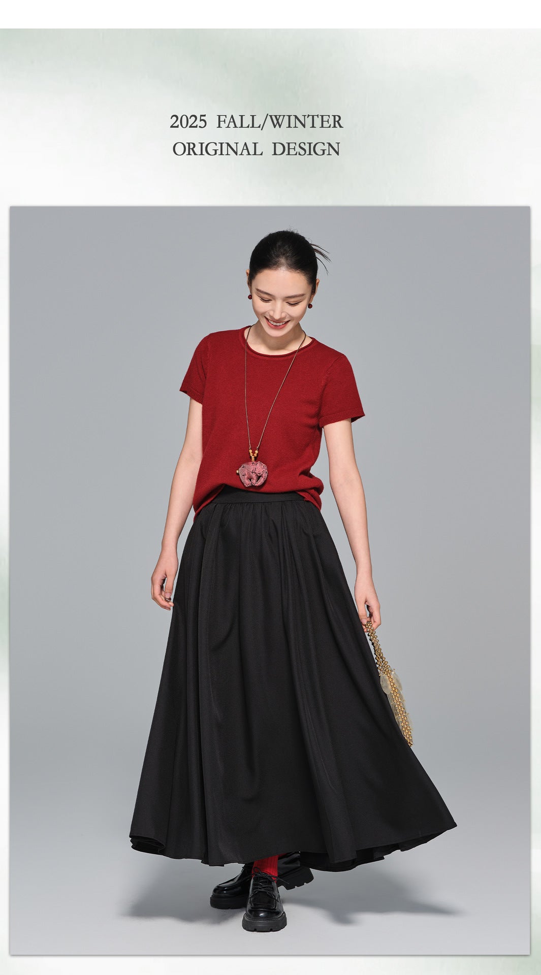 Slimming Vintage Half Skirt with Wide Hem for Women