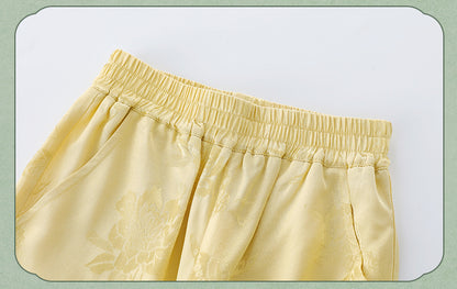 National Style Hanfu-Inspired Summer Set — Top & Pants for Children