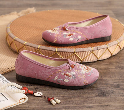 Old Beijing Style Women’s Flats — Retro Embroidered Costume Shoes