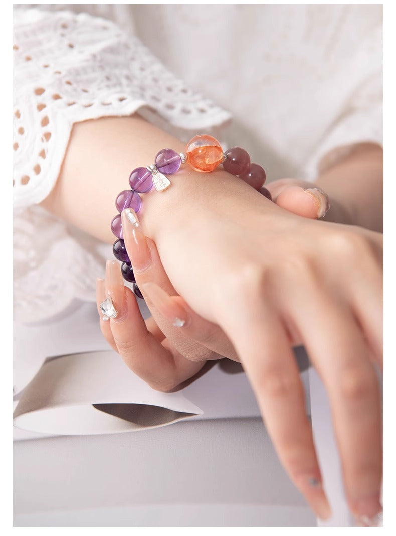 Natural Amethyst Nine-Purple Fire Bracelet — Lucky Exam Charm for Women