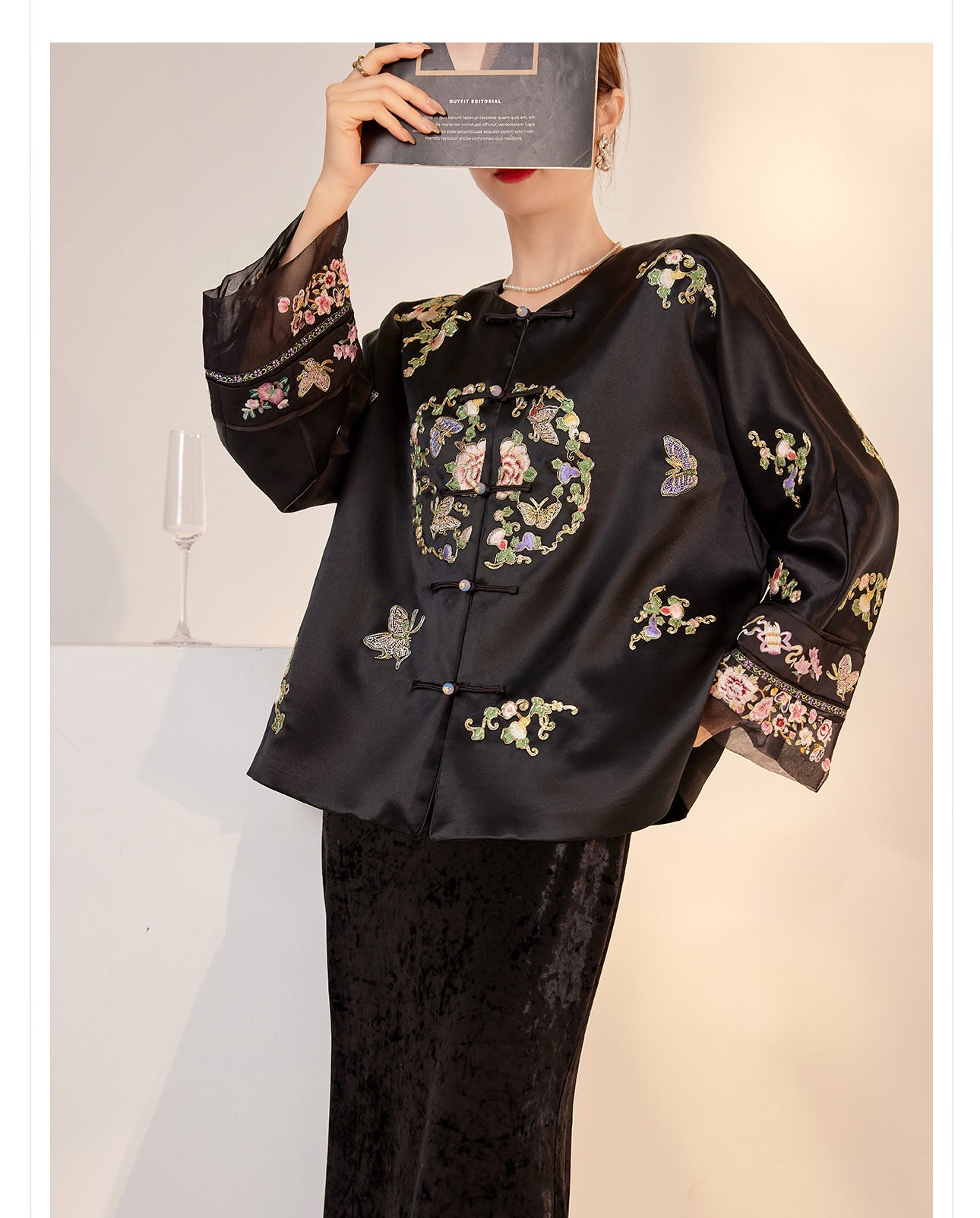 2026 Autumn New Chinese Style Printed Embroidered Acetate Coat for Women