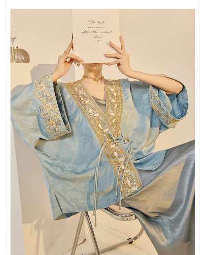 High-End National Style Beaded Jacket | Elegant Light Luxury Jacquard Top